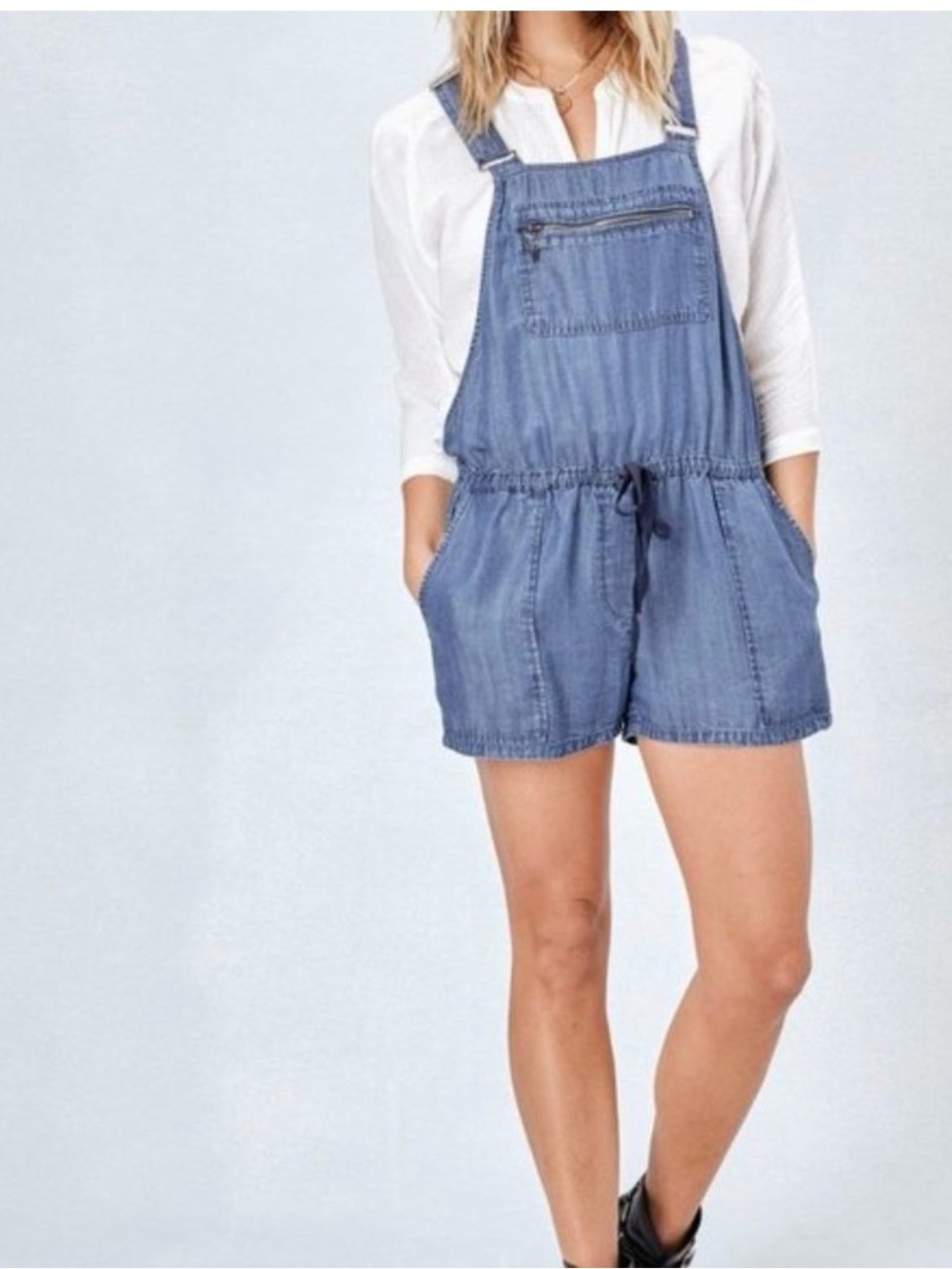 lovestitch Denim Blue Short Overalls Romper